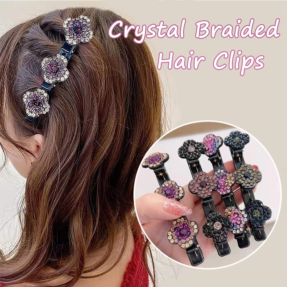 Sparkling Crystal Stone Braided Hair Clips - thedealzninja