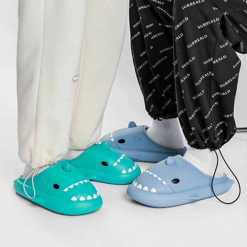 SHARKY'Z™️ - Adults Kids Winter Fuzzy Shark Slippers - thedealzninja