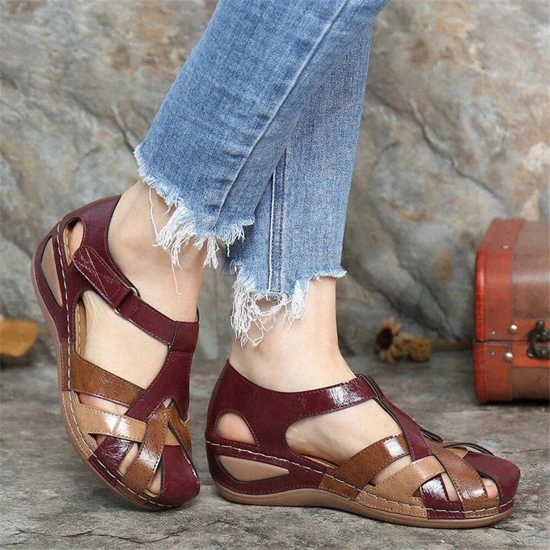 Comfy Arch Support Retro Round Toe Sandals - thedealzninja
