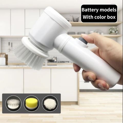 Electric Cleaning Brush With 3 Brush Heads - thedealzninja