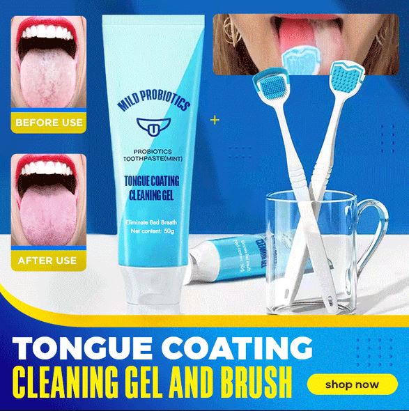 Tongue Coating Cleaning Gel and Brush - thedealzninja