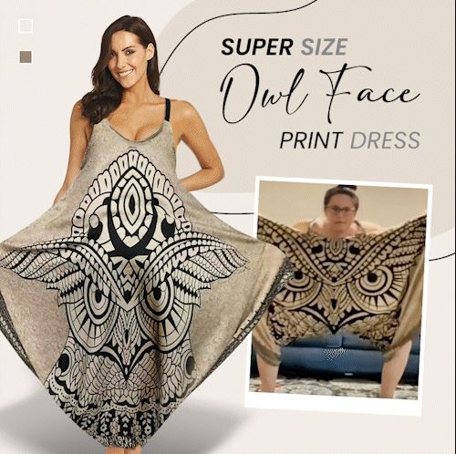 Super Size Owl Face Print Dress - thedealzninja