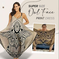 Thumbnail for Super Size Owl Face Print Dress - thedealzninja