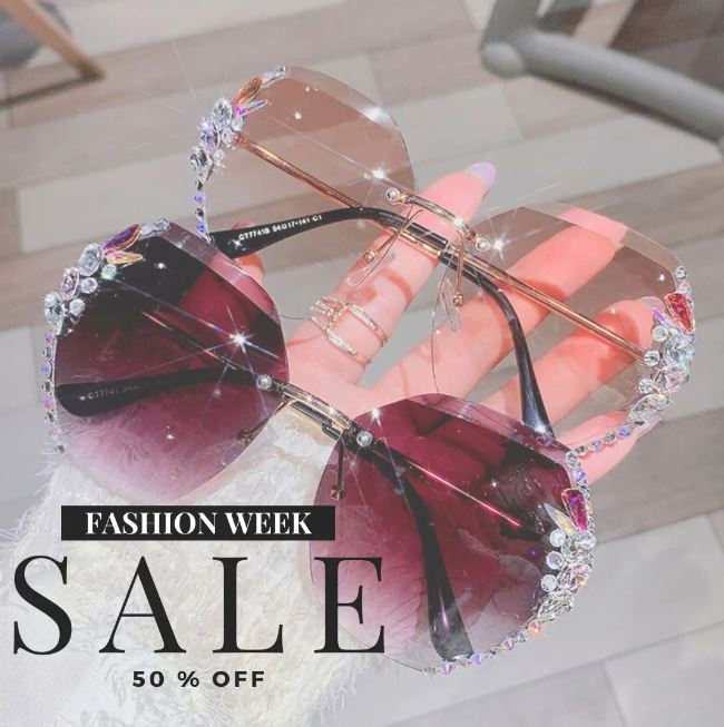 2022 Woman Rimless Diamond Sunglasses - thedealzninja