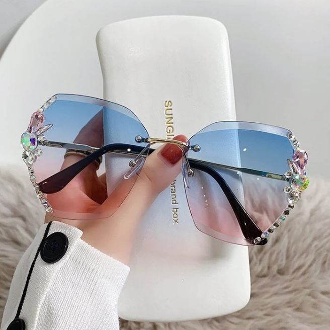 2022 Woman Rimless Diamond Sunglasses - thedealzninja