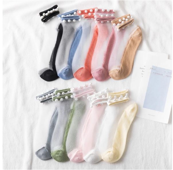 Pearl Transparent Socks - thedealzninja