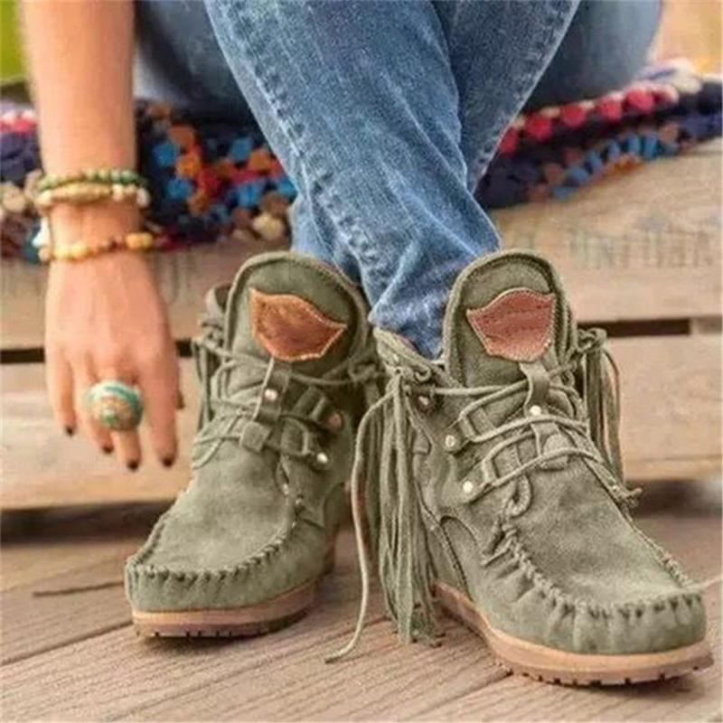 New women's suede retro ankle boots - thedealzninja
