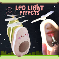 Thumbnail for Cute Led Light Makeup Hand Mirror Travel Fan - thedealzninja