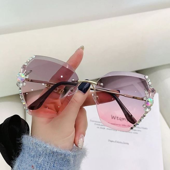 2022 Woman Rimless Diamond Sunglasses - thedealzninja