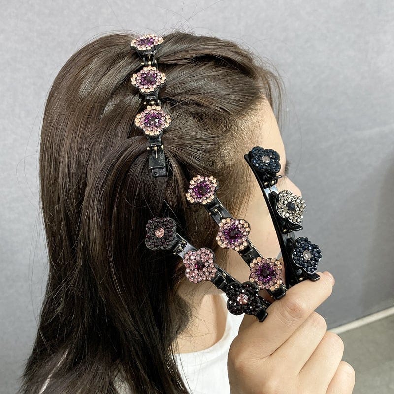 Sparkling Crystal Stone Braided Hair Clips - thedealzninja