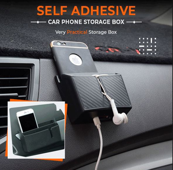 Self Adhesive Car Phone Storage Box - thedealzninja