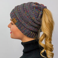 Thumbnail for Ponytail Messy Bun Beanie Knitted Winter Hat - thedealzninja