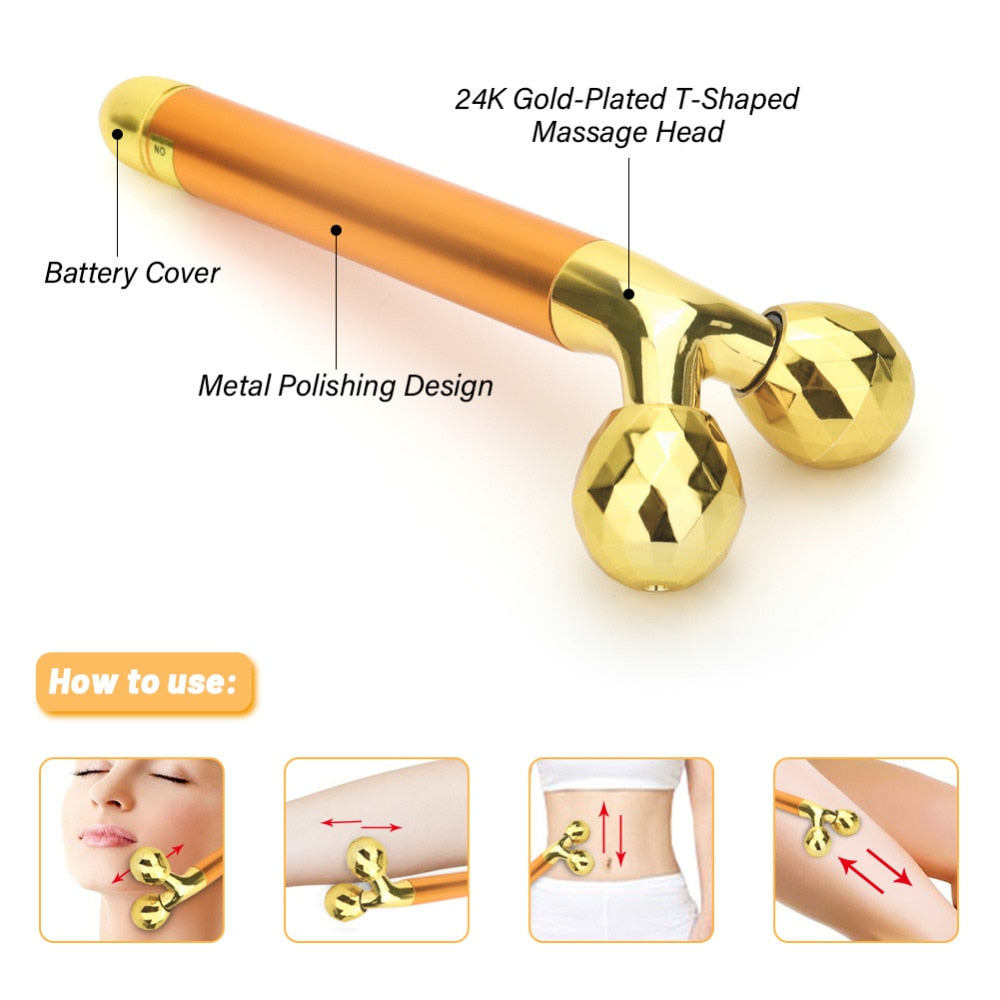 24K Gold Energy Vibrating Facial Massager - thedealzninja
