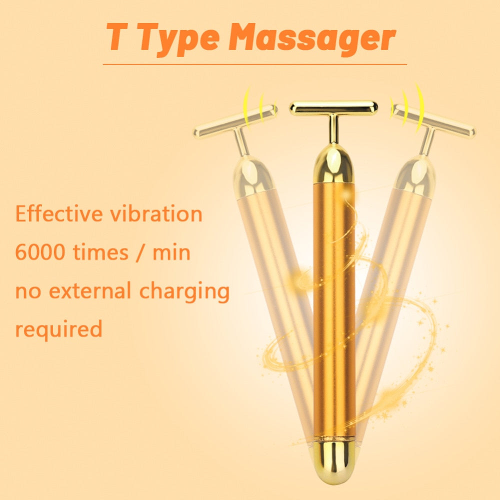 24K Gold Energy Vibrating Facial Massager - thedealzninja