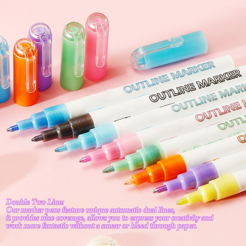 SuperSquiggles Outline Marker (8 Pcs Set) - thedealzninja