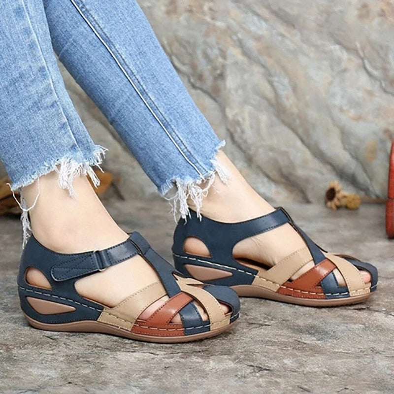 Comfy Arch Support Retro Round Toe Sandals - thedealzninja
