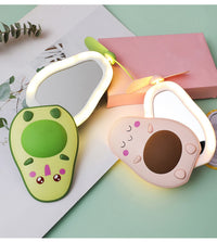 Thumbnail for Cute Led Light Makeup Hand Mirror Travel Fan - thedealzninja